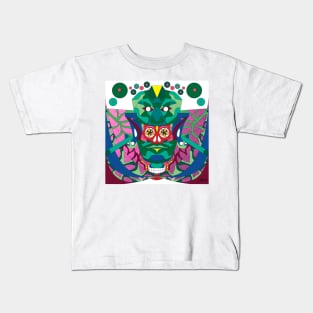 la reina roja, the red queen in jade totonac patterns ecopop Kids T-Shirt